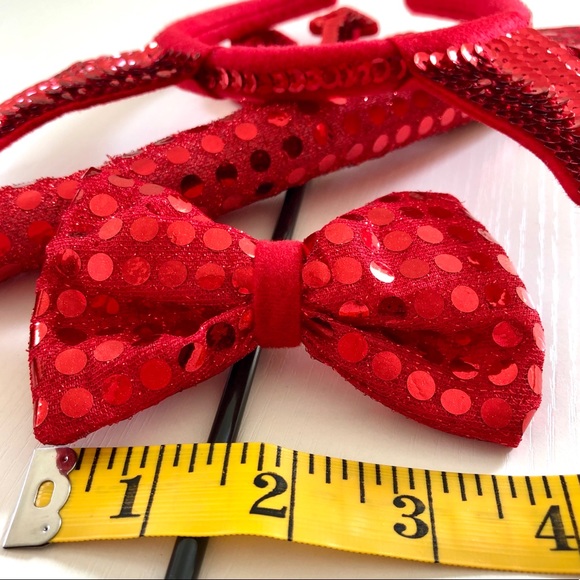 Mardi Gras sequins devil 4pc Quality accessories bowtie tails Pitchfork headband - Picture 2 of 14